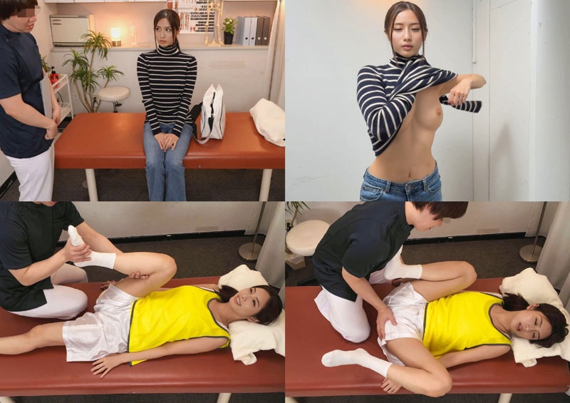 DEAS-009 ストライプのトップスを脱いで胸を露出