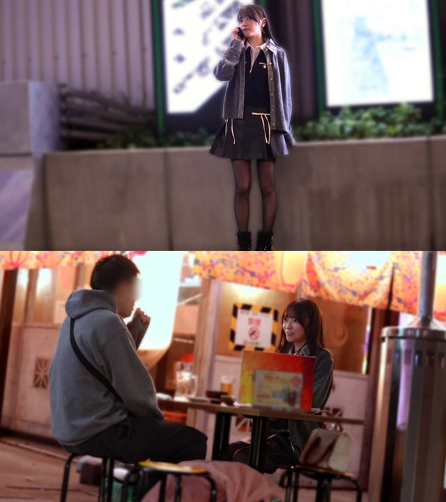 MFCS-220 夜の街で電話した後、屋台で談笑