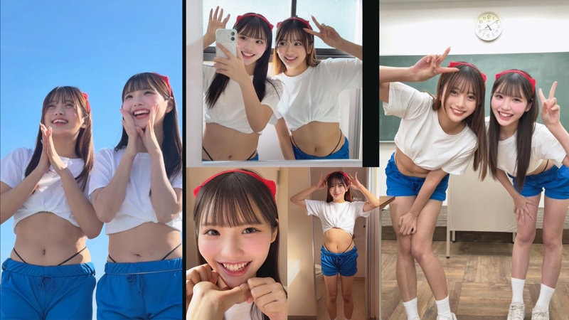 SMGD-041 体操着姿で2人並んで笑顔のツーショット