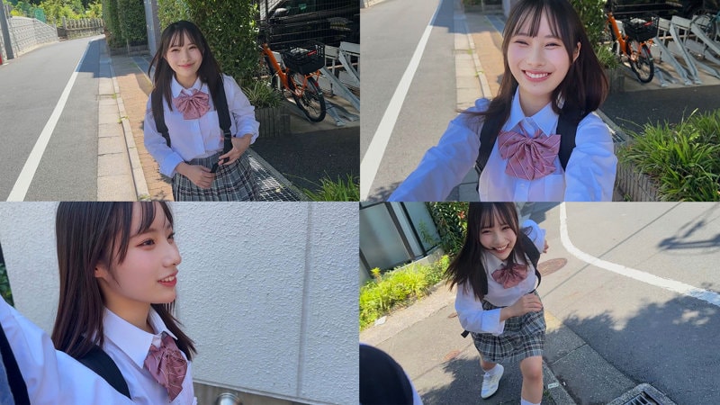 SMUK-283 制服で路上を笑顔で歩く姿
