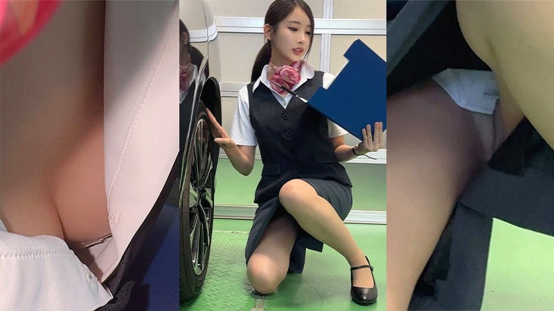SPAY-566 制服姿で胸元を露出しながら車をチェック